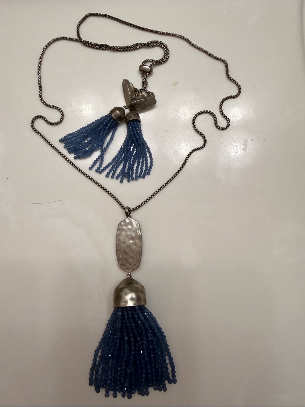Blue Beaded Tassel Necklace and Earring set by Kendra Scott